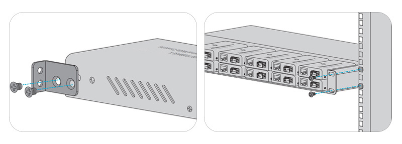 Media converter installed in the rack