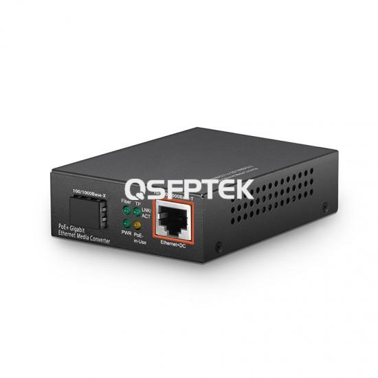 1x 10/100/1000Base-T to 1x 100/1000Base-X SFP Slot 1G PoE+ Media Converter