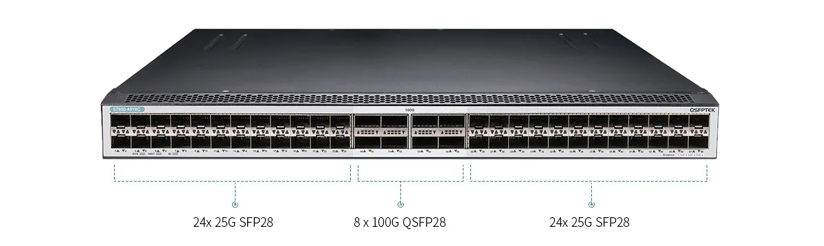 Switch Ethernet capa 3 de 48 puertos para centro de datos, N5860-48SC, 48 x  10Gb SFP+, con 8 x 100Gb QSFP28, soporta MLAG/apilamiento, Chip Broadcom,  dos fuentes de alimentación de AC 