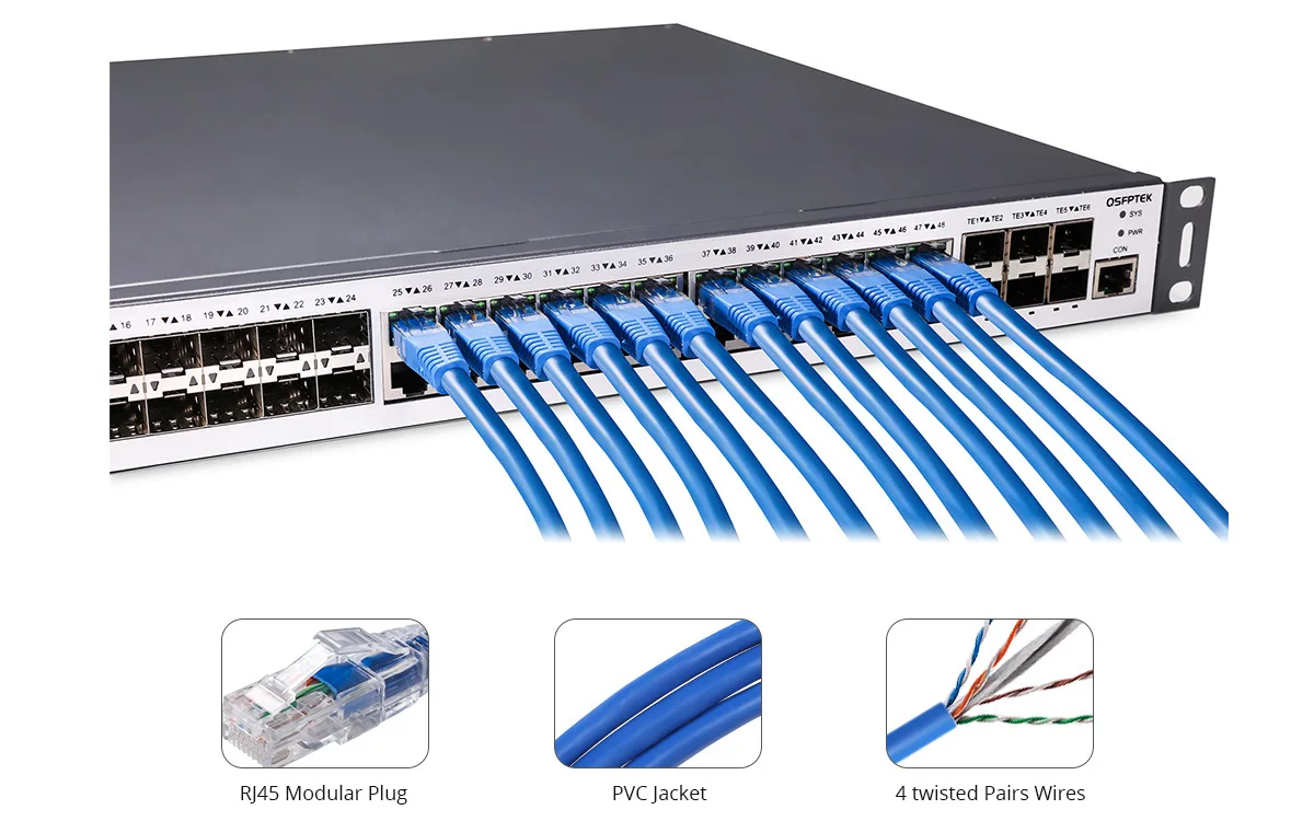 Cat5e Ethernet Network Patch Cable Snagless Unshielded (UTP), 24AWG,  1000Base-T