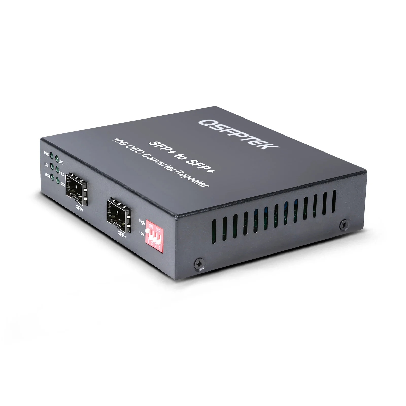 QT-10G-MC-SFP, Unmanaged Media Converter 1x 10GBase-X to 1x 10GBase-X 2X  Open SFP+ Slot 10 Gigabit, DC 5~12V