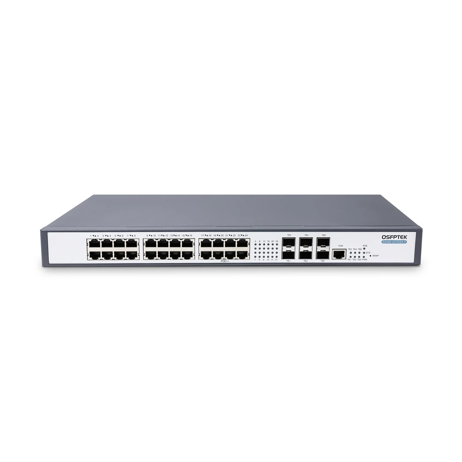 S5300-24TE6X-P, 24-Port Multi-Gigabit Managed Stackable Ethernet L3 2.5Gb  Switch, with 10G SFP+ Uplinks. - QSFPTEK