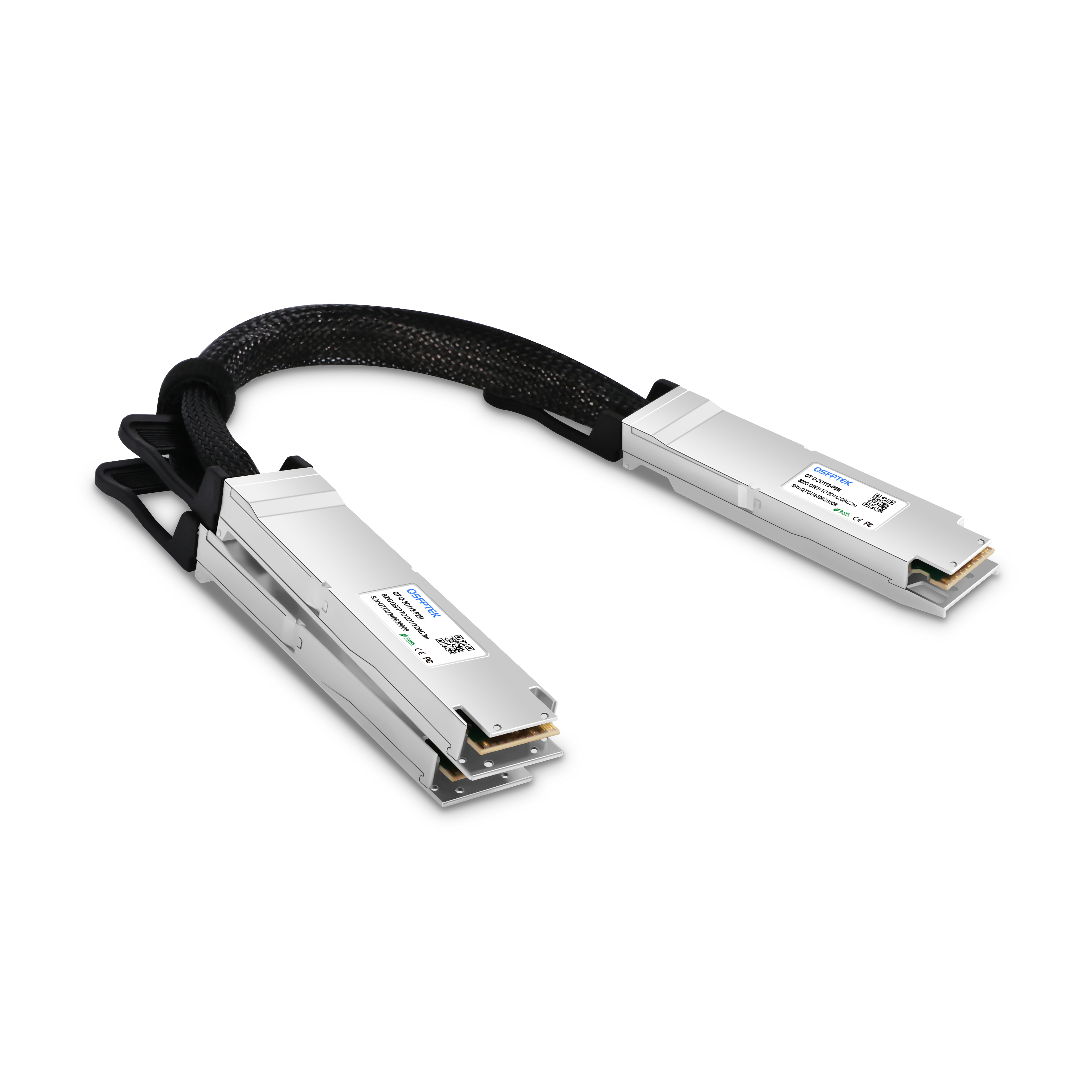 2m 汎用互換 800G OSFP - 2x 400G OSFP112 パッシブ Twinax DAC