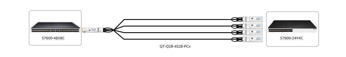 Connection 1 100G to 4x 25G Breakout Connectivity