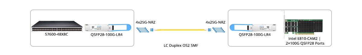 QT-QSFP28-LR4 Scenario 2 100G Switch to 100G NIC Direct Connectivity