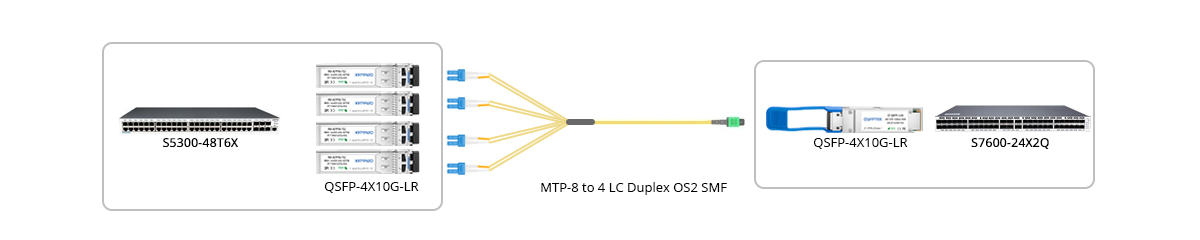 8-fiber MTP to LC breakout cable duplex