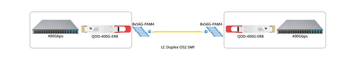 QT-QSFP-DD-ER8 400G to 400G Direct Connectivity