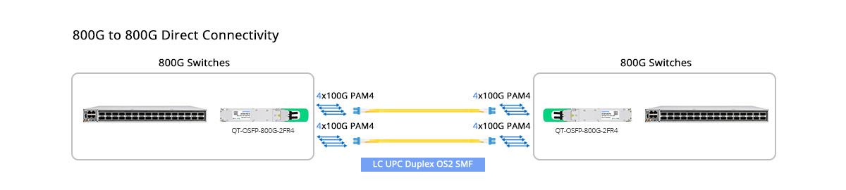 QT-OSFP-800G-FR4 Scenario 1 800G to 800G Direct Connectivity