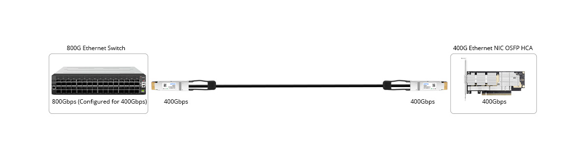 QSFP-DD 400G to Flat Top OSFP 400G DAC