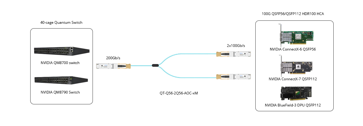 200G HDR QSFP56 Switch to HDR100 QSFP56 HCA