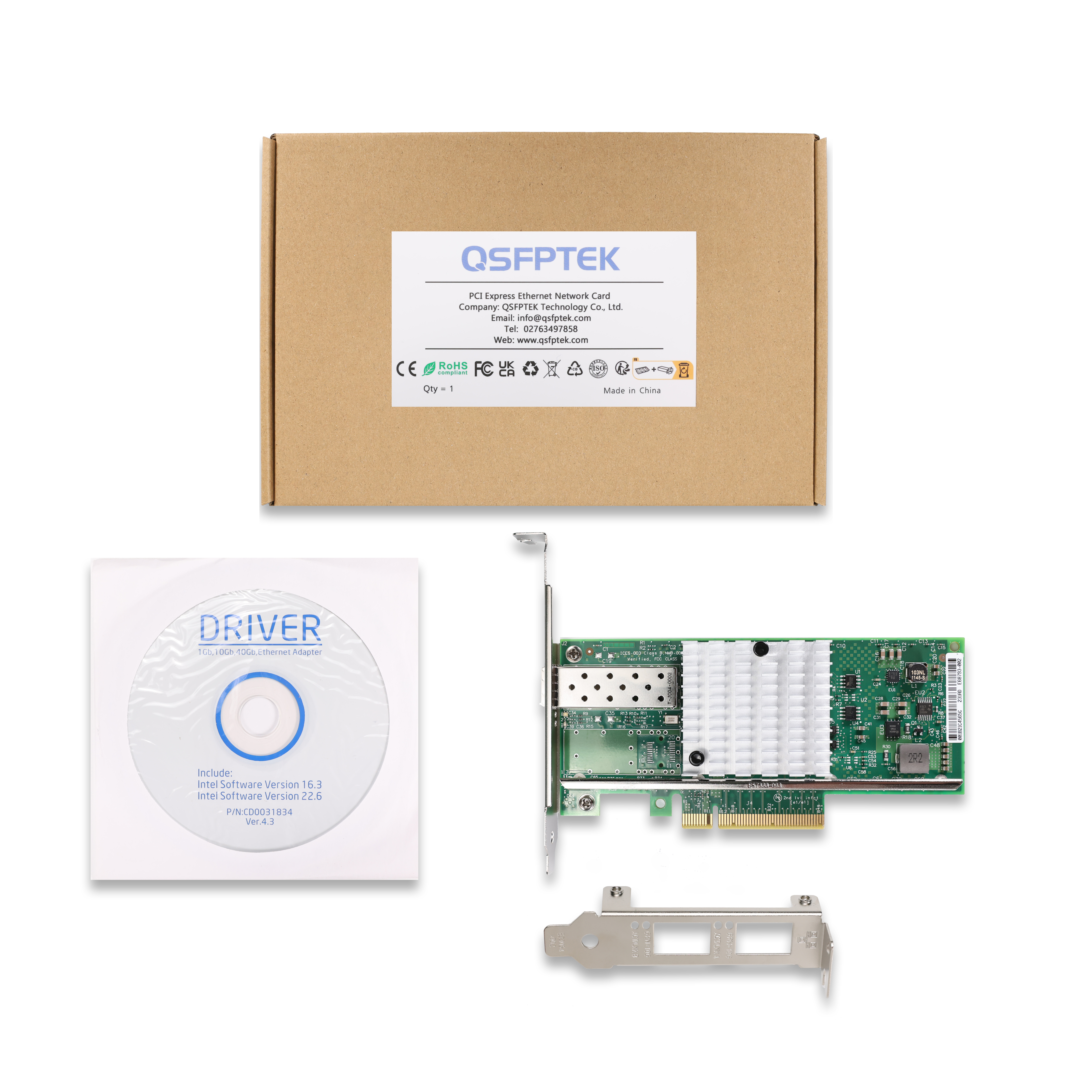 10G Port SFP+ Intel 82599EN Based Ethernet Network Interface Card