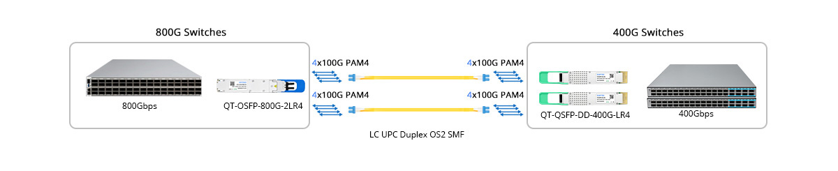 Scenario 2: 800G to 2x 400GE Breakout Connectivity